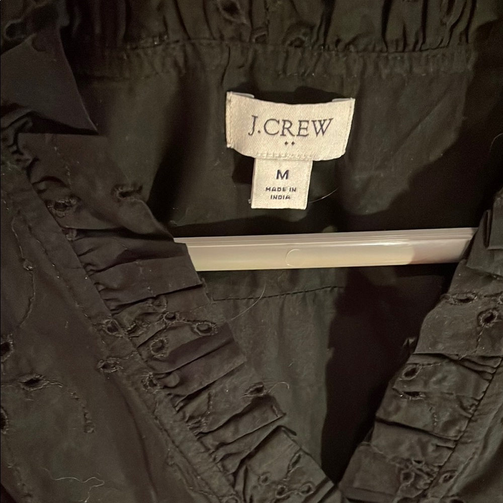 J. Crew Black Ruffle Sleeve Top - Picture 2 of 4